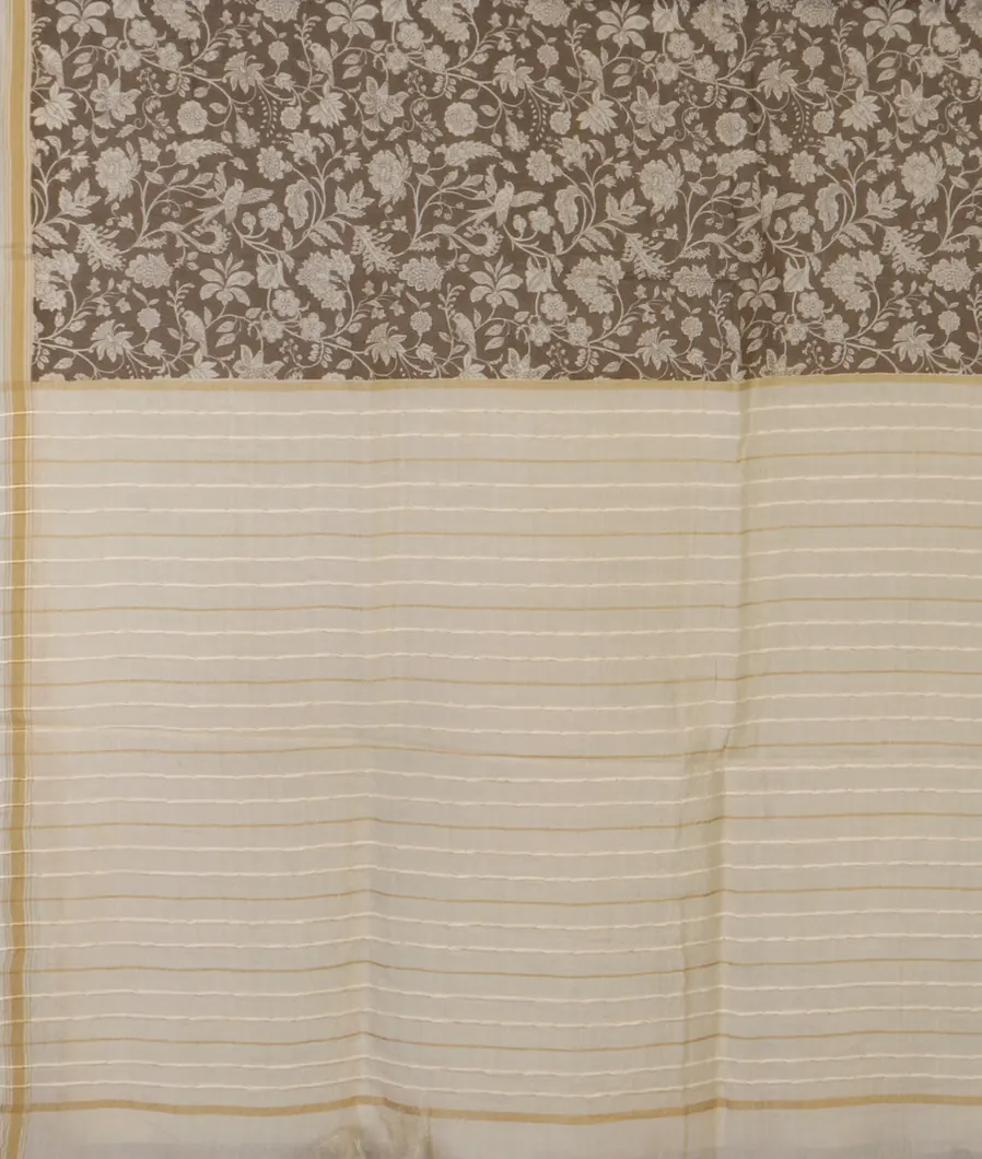 Brown Printed Cotton Saree T4238124