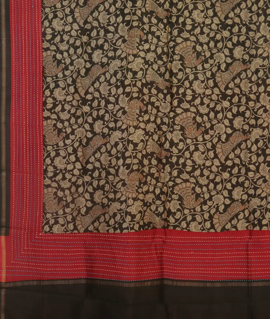 Black Soft Printed Cotton Saree T4335334