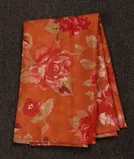 Orange Hand Printed Kanjivaram Silk Blouse T4379471