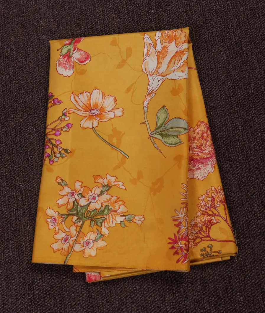 Yellow Hand Printed Kanjivaram Silk Blouse T432569-image