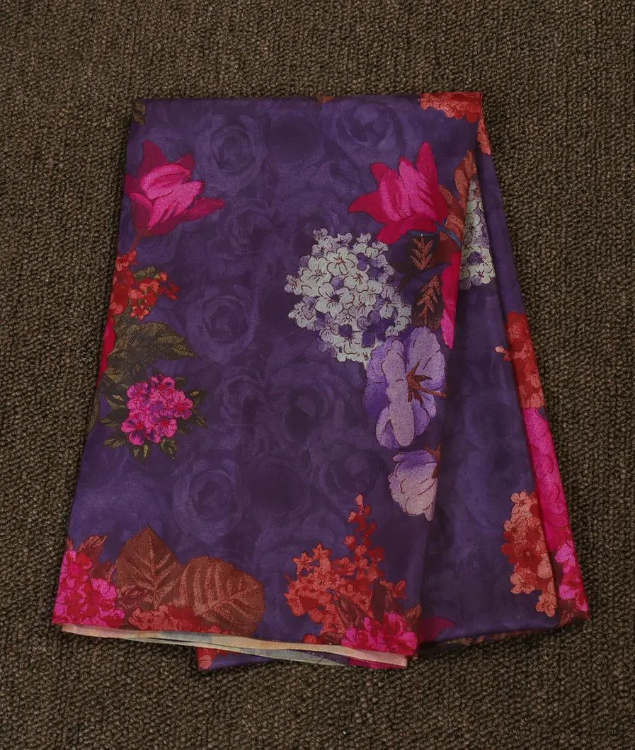 Purple Hand Printed Kanjivaram Silk Blouse T437952-image