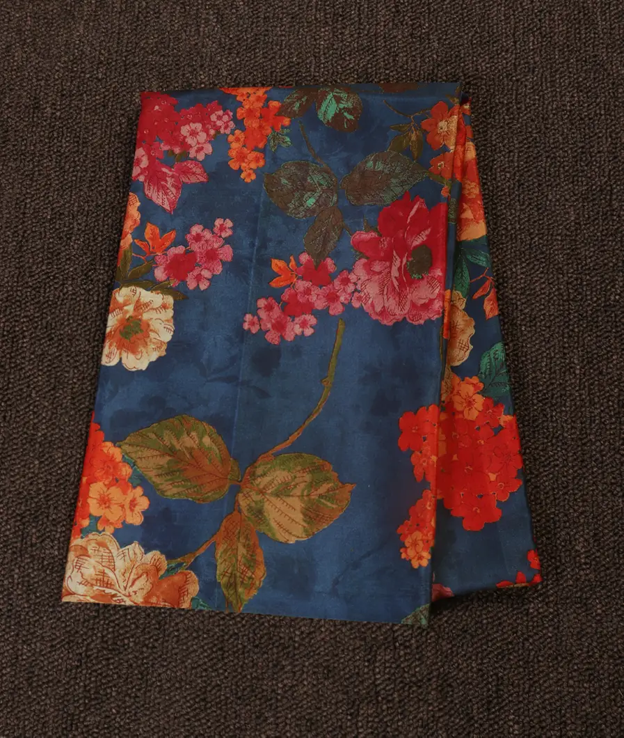 Blue Hand Printed Kanjivaram Silk Blouse T437944-image