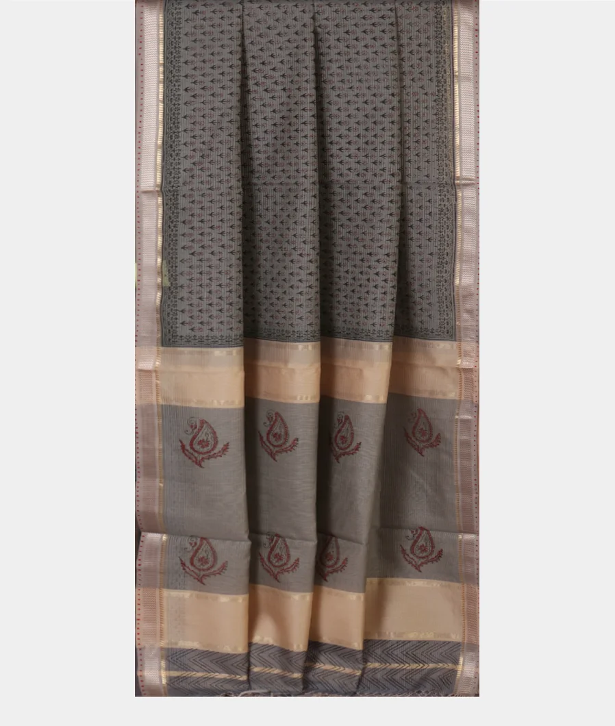 Grey Maheshwari Printed Cotton Saree T4511262