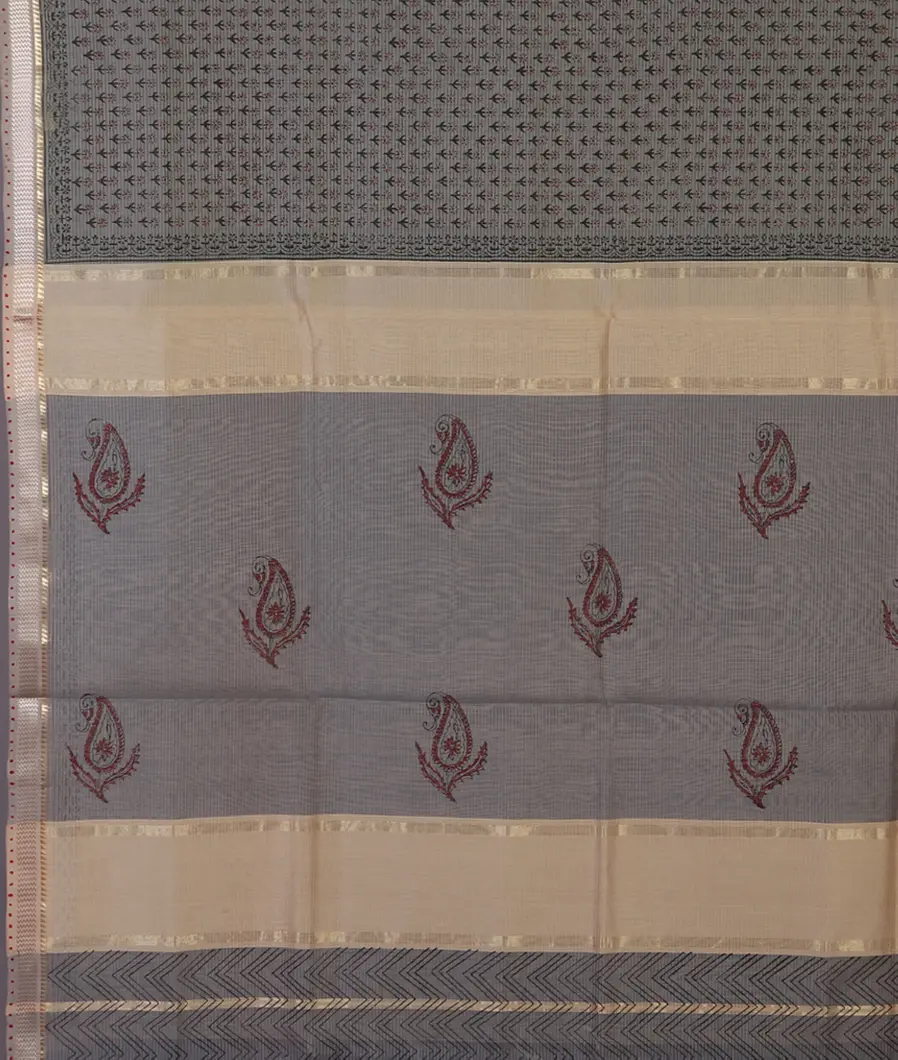 Grey Maheshwari Printed Cotton Saree T4511264