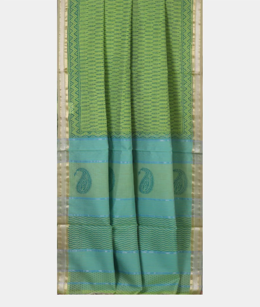 Green Maheshwari Printed Cotton Saree T4280242