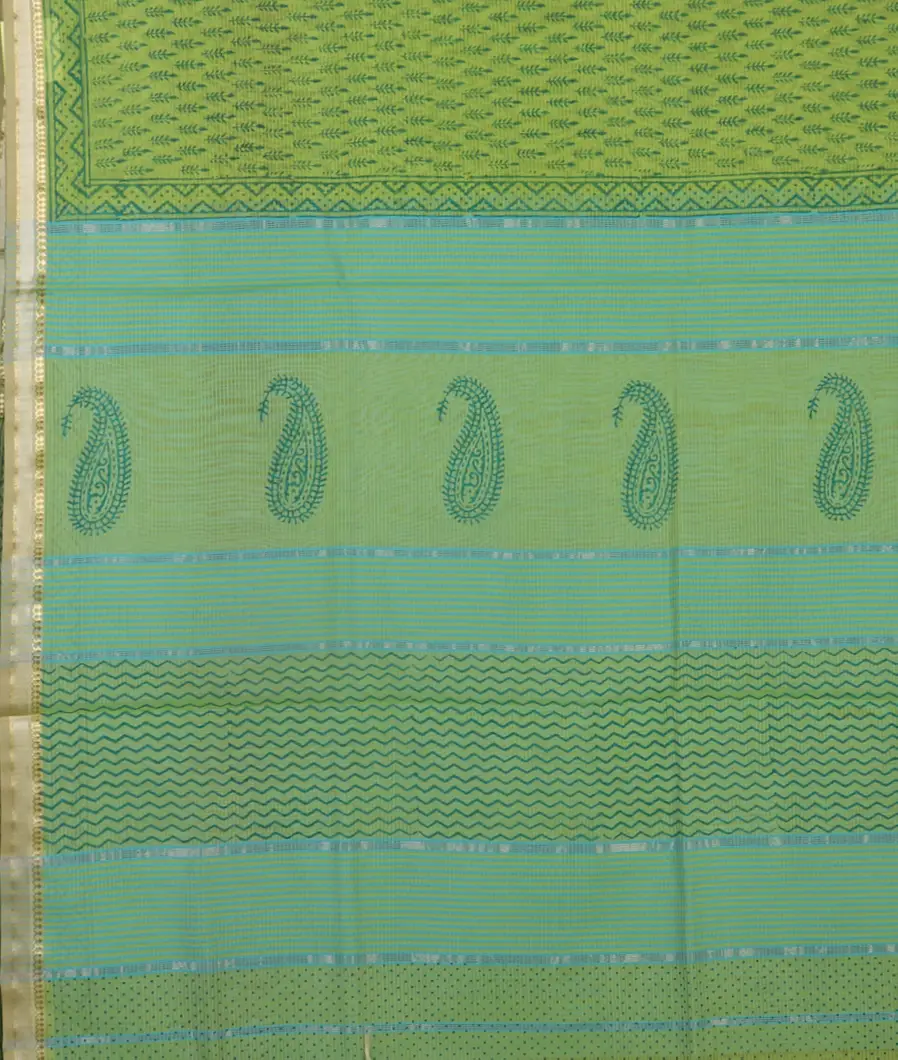 Green Maheshwari Printed Cotton Saree T4280244