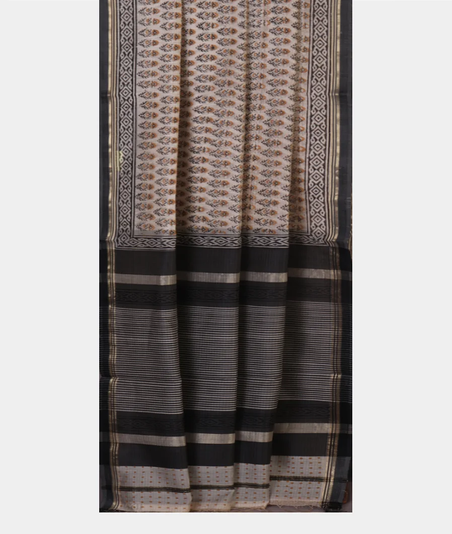 Off-White Maheshwari Printed Cotton Saree T4280182