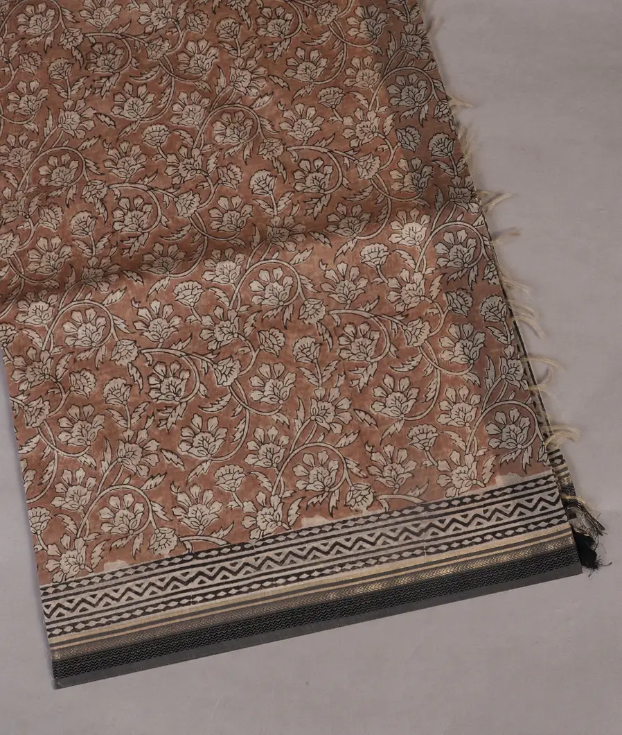 Brown Maheshwari Printed Cotton Saree T451125-image