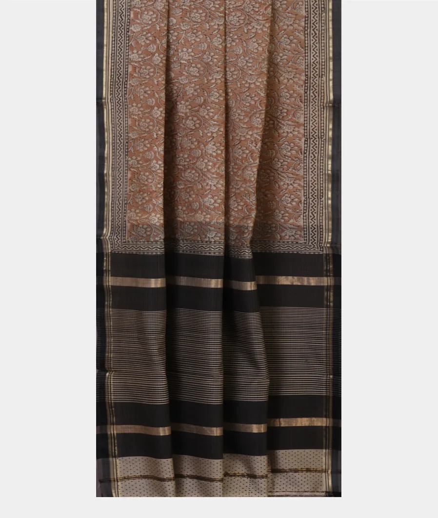 Brown Maheshwari Printed Cotton Saree T4511252