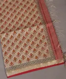 Beige Maheshwari Printed Cotton Saree T4280311
