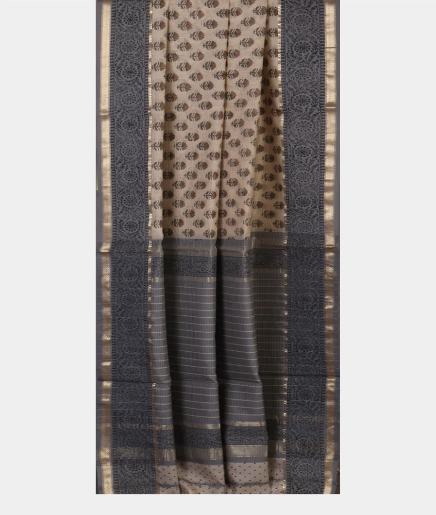 Beige Maheshwari Printed Cotton Saree T4280572