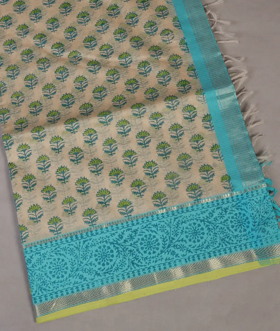 Beige Maheshwari Printed Cotton Saree T428062-image