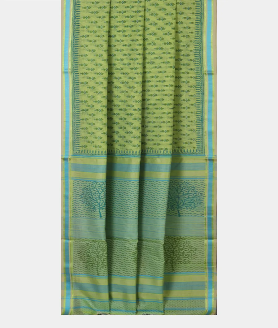 Green Maheshwari Printed Cotton Saree T3352642