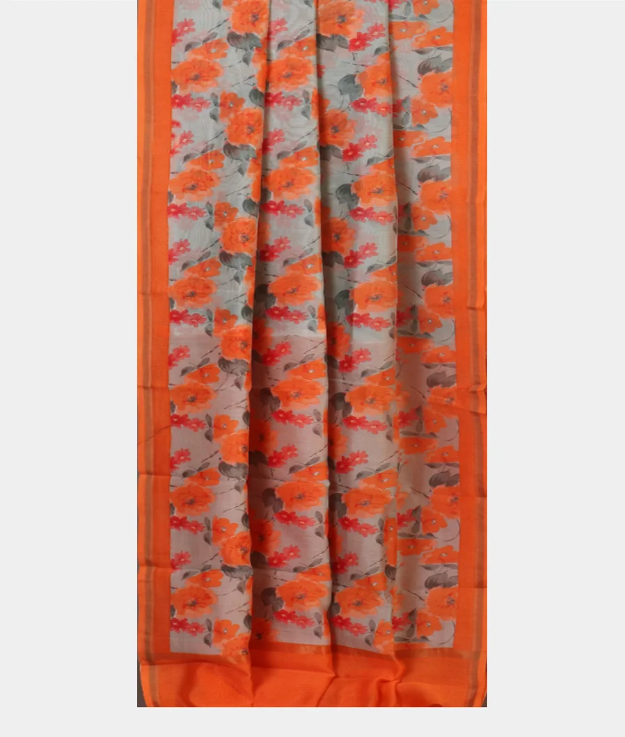 Grey Soft Printed Cotton Saree T4518702