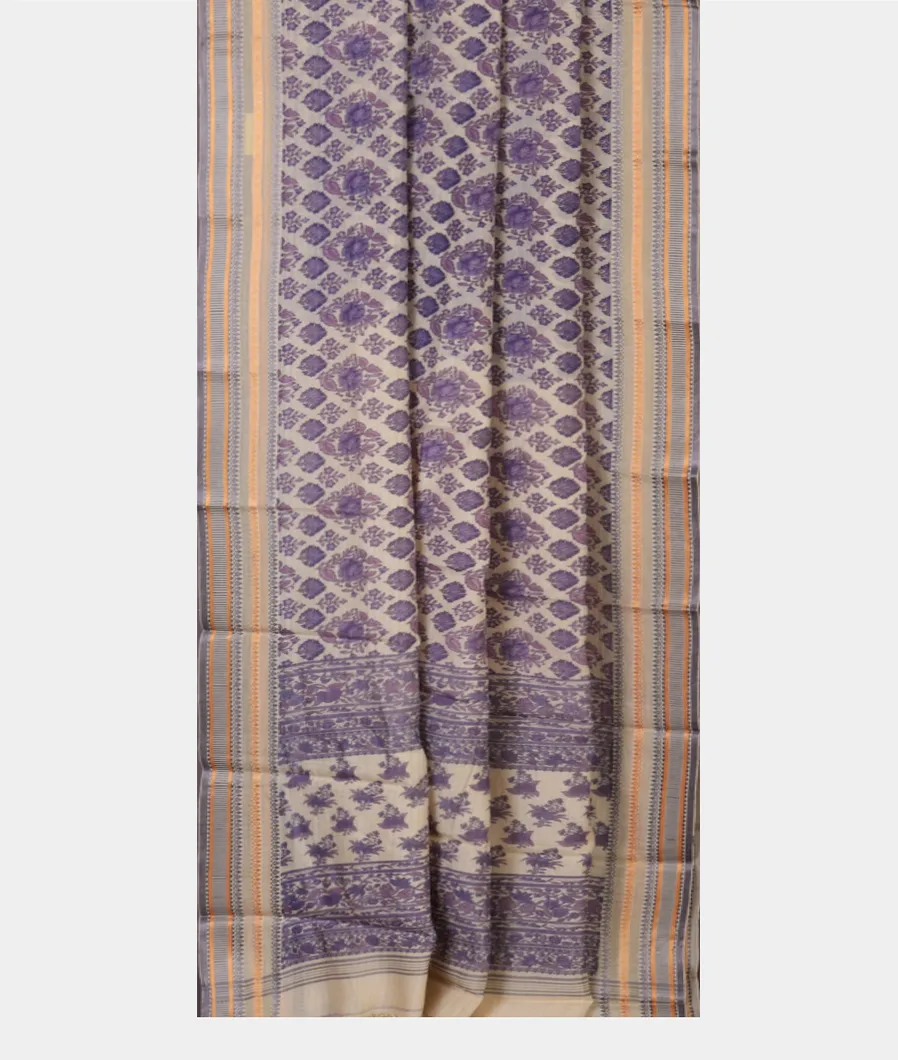 Off-White Printed Cotton Saree T4533812