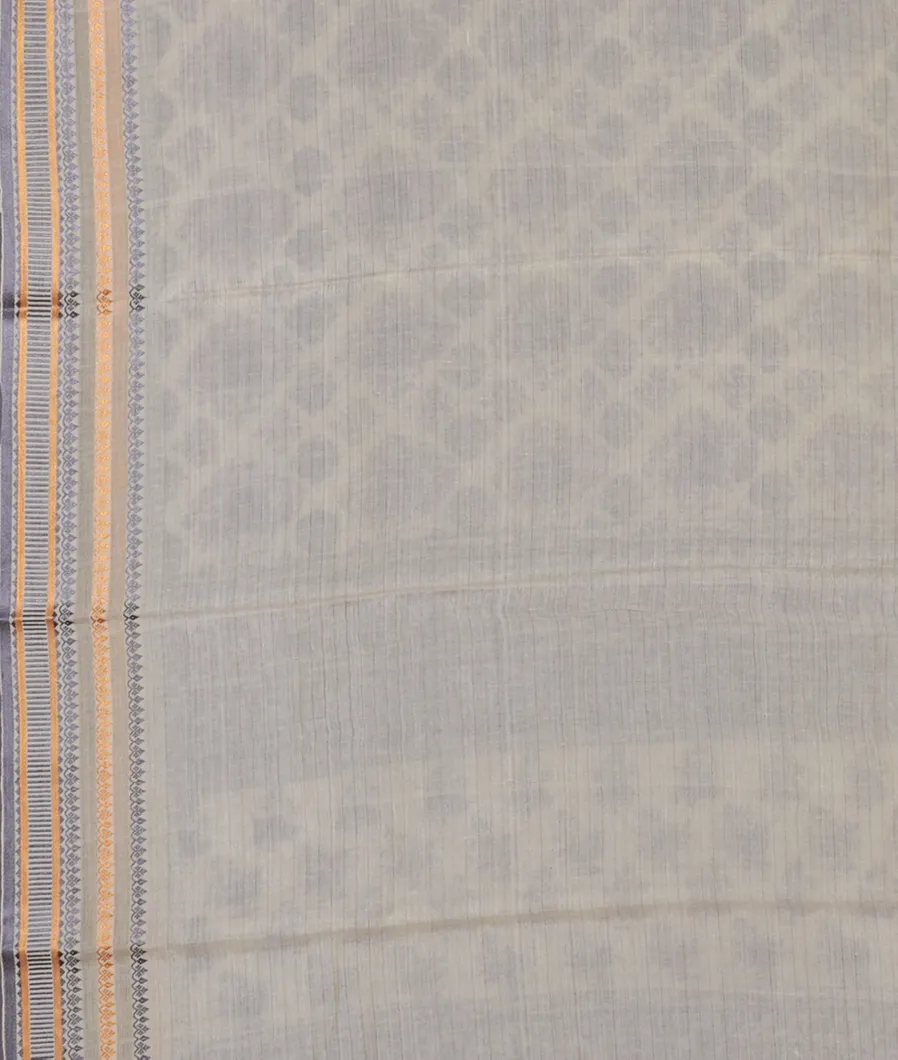 Off-White Printed Cotton Saree T4533813