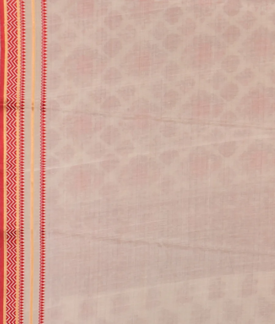 Off-White Printed Cotton Saree T4533833