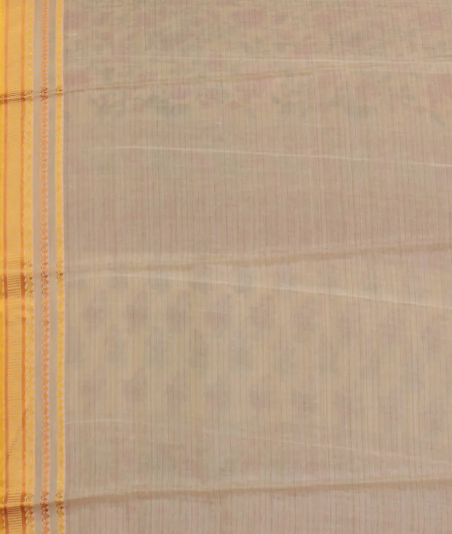 Yellow Printed Cotton Saree T4533583