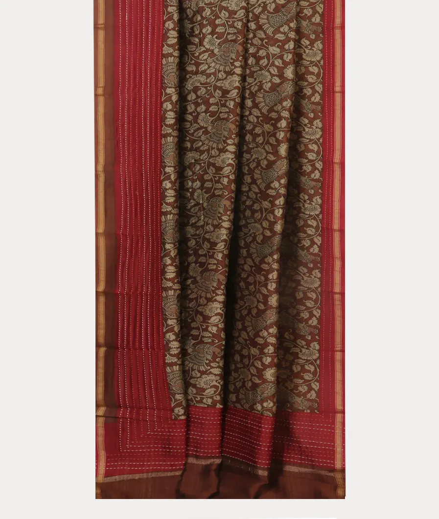 Brown Soft Printed Cotton Saree T4429112