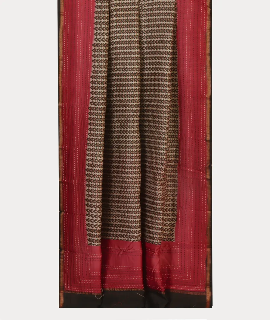 Off - White Soft Printed Cotton Saree T4335772