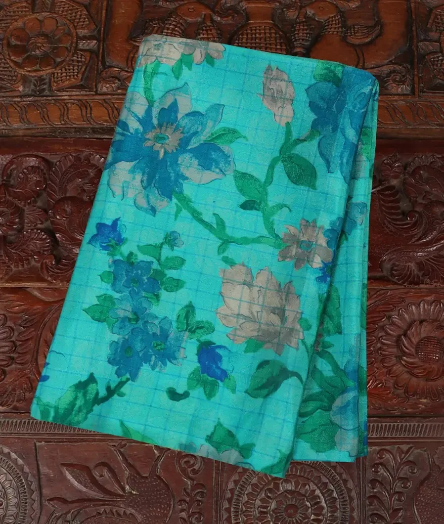 Green Hand Printed Kanjivaram Silk Blouse T438048-image