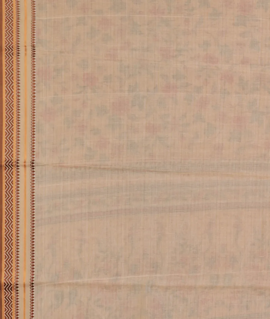 Peach Printed Cotton Saree T4533573