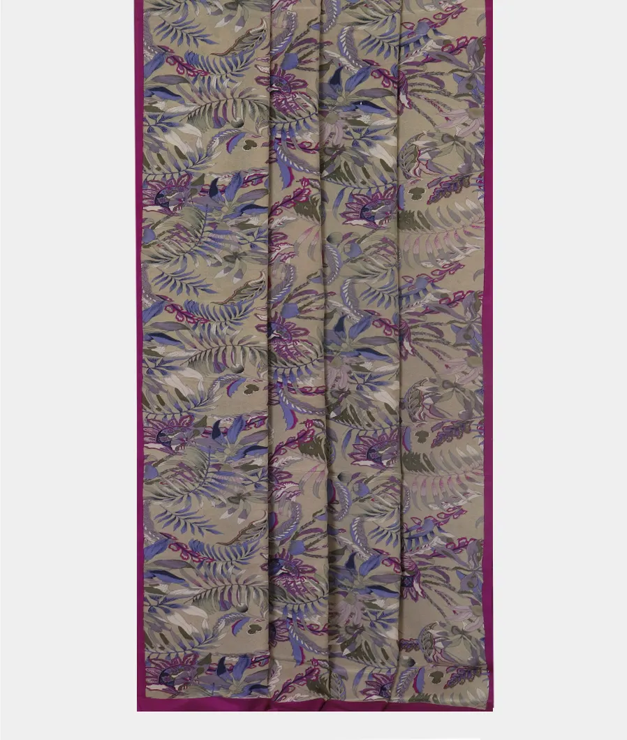 Grey Satin Crepe Silk Saree T4344512