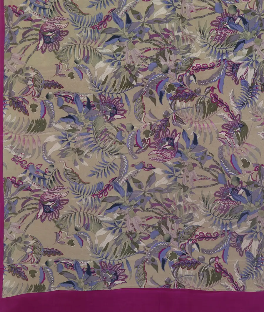 Grey Satin Crepe Silk Saree T4344514