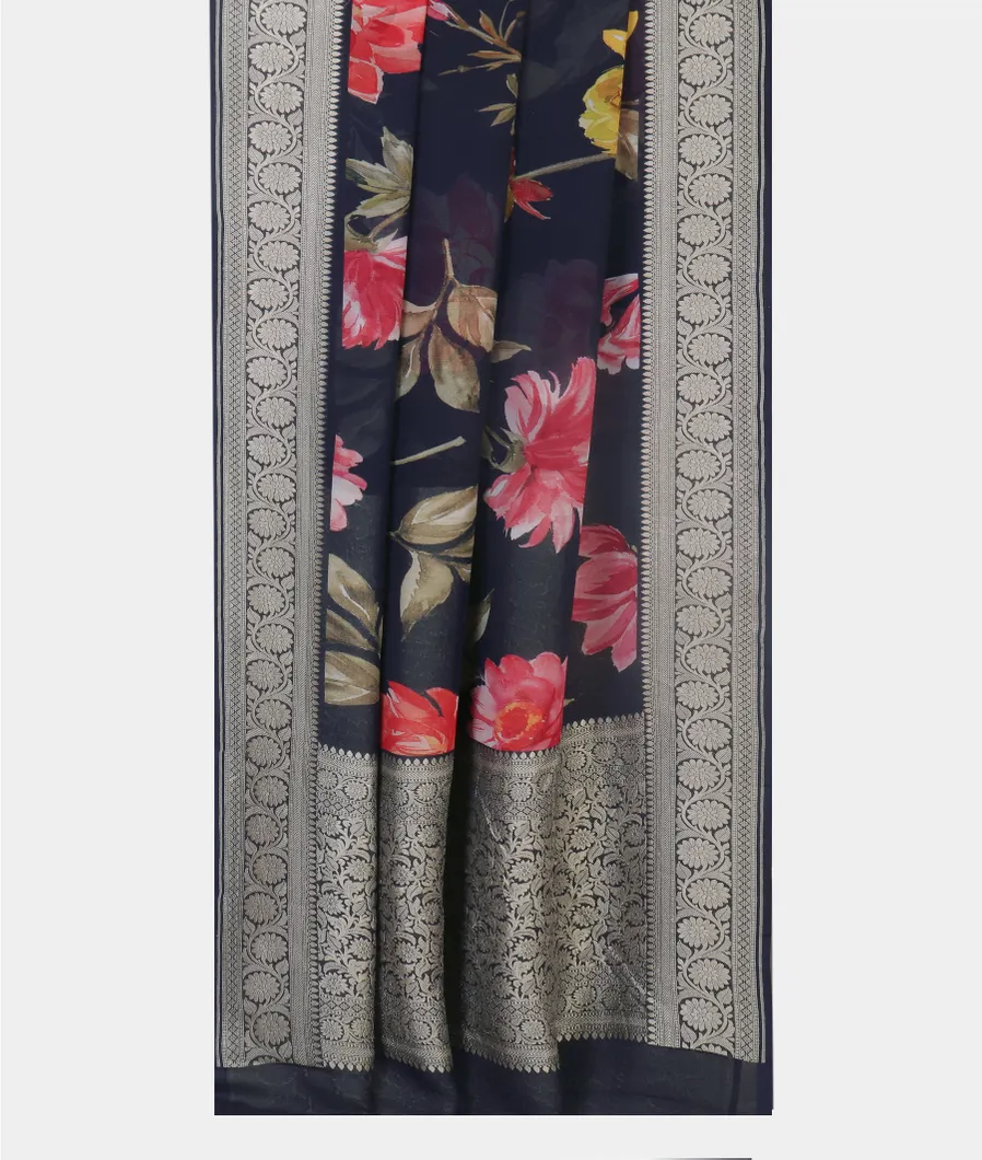 Blue Georgette Silk Saree T4304082