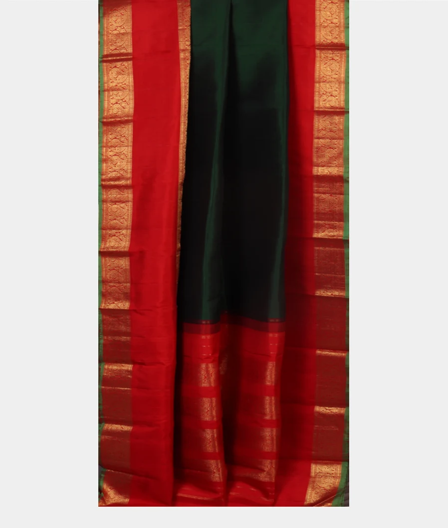 Bottle Green Handwoven Kanjivaram Silk Saree T4363922