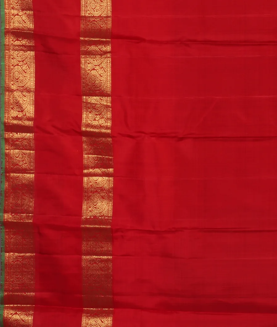 Bottle Green Handwoven Kanjivaram Silk Saree T4363923