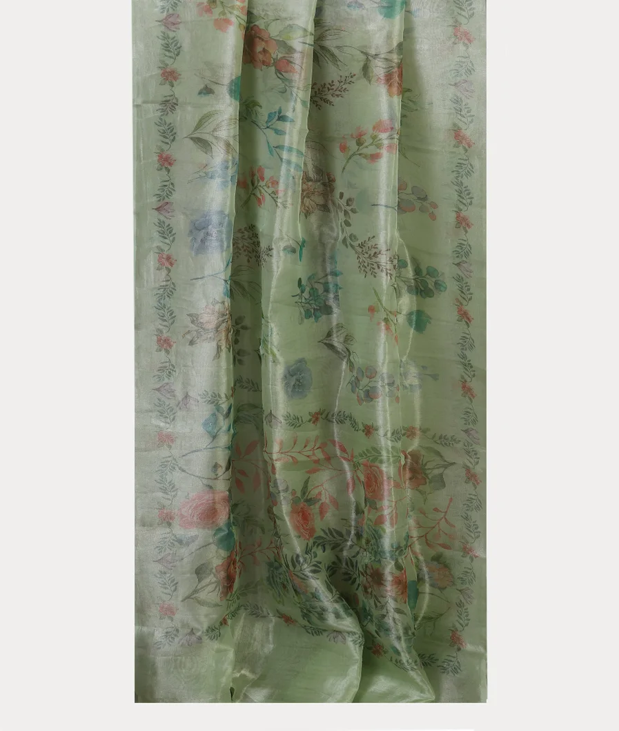 Green Tissue Organza Printed Saree T4496252