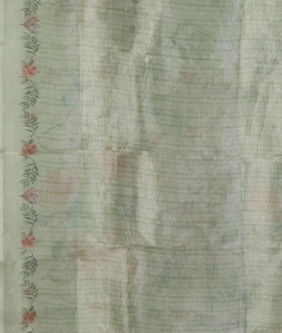 Green Tissue Organza Printed Saree T4496253