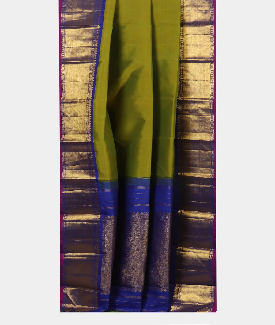 Yellowish Green Handwoven Kanjivaram Silk Saree T4486332