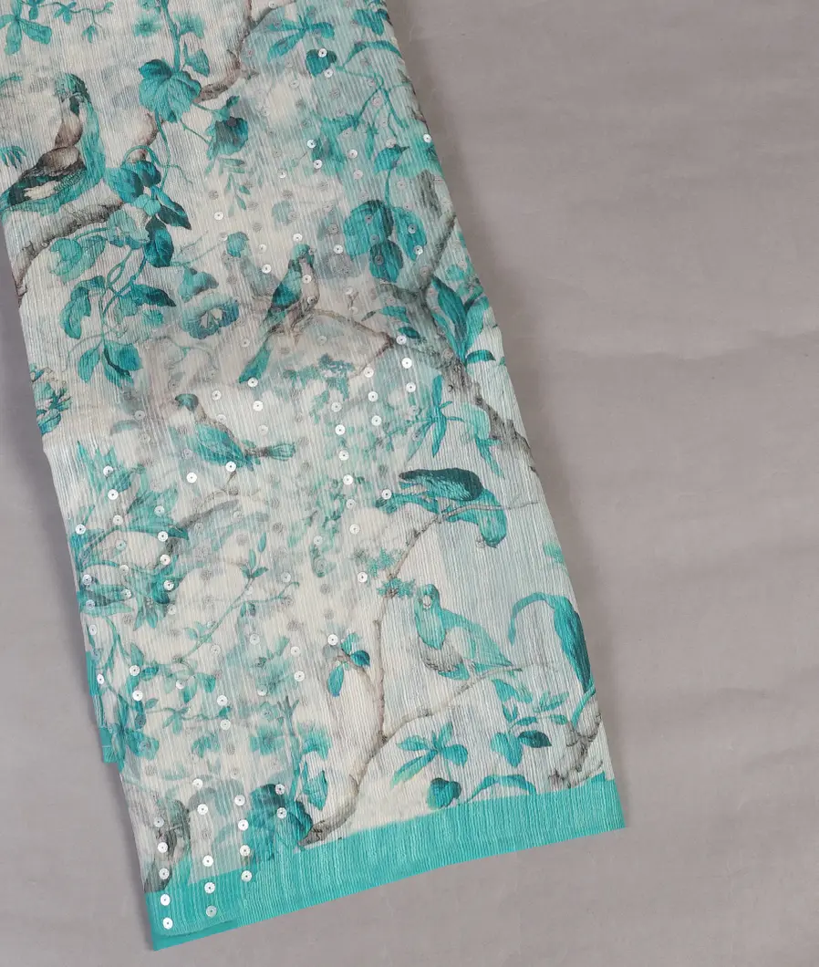 White Tussar Printed Saree T454721-image