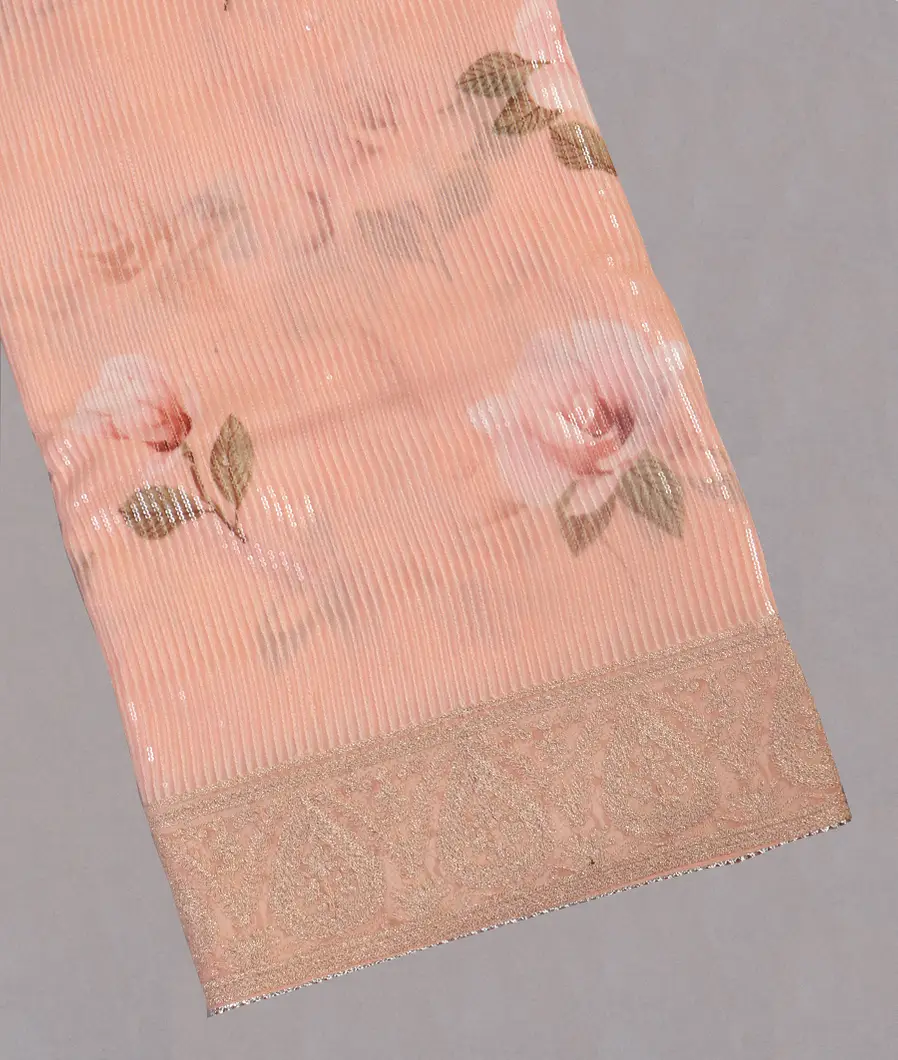 Peach Georgette Silk Embroidery Saree T451677-image