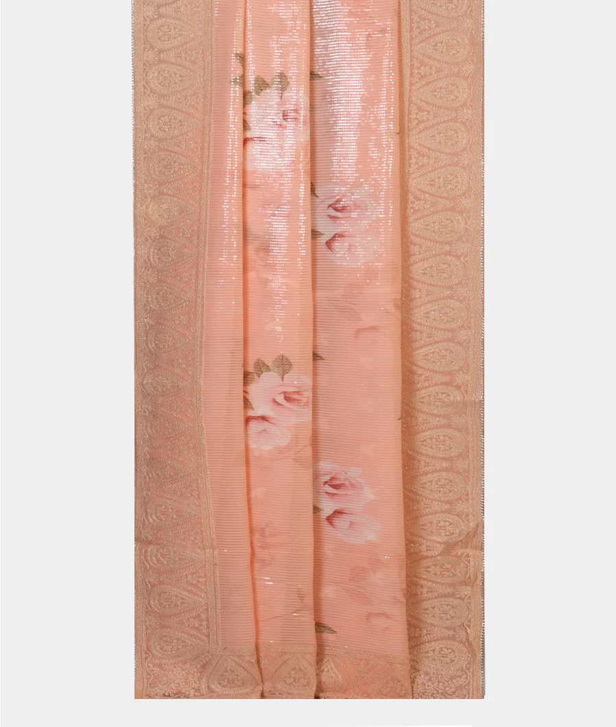 Peach Georgette Silk Embroidery Saree T4516772