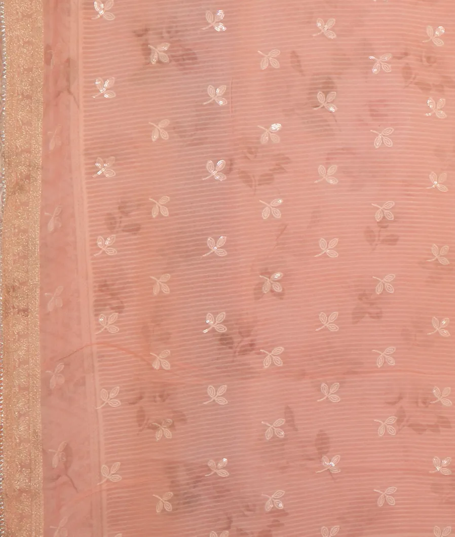 Peach Georgette Silk Embroidery Saree T4516773