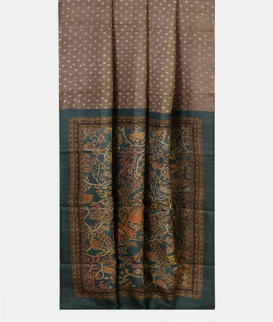 Brown Tussar Printed Saree T4315612