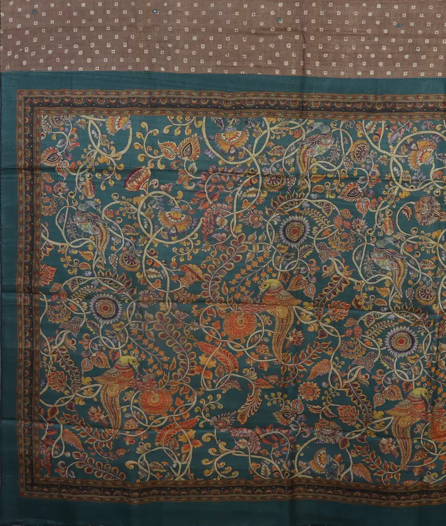 Brown Tussar Printed Saree T4315614
