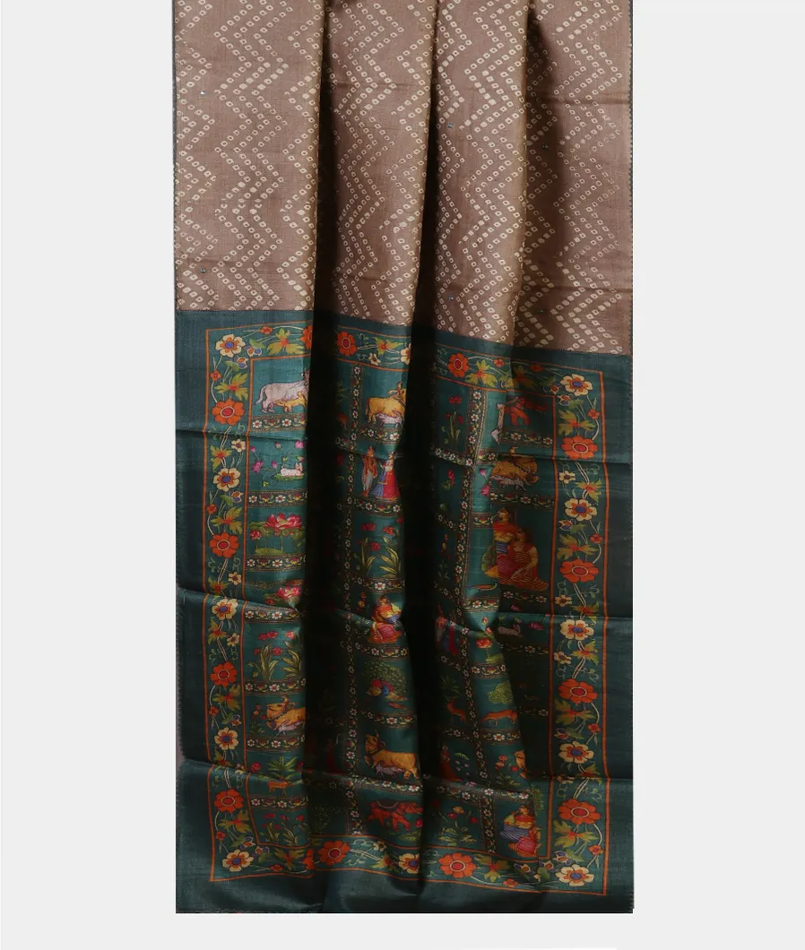 Brown Tussar Printed Saree T4549722