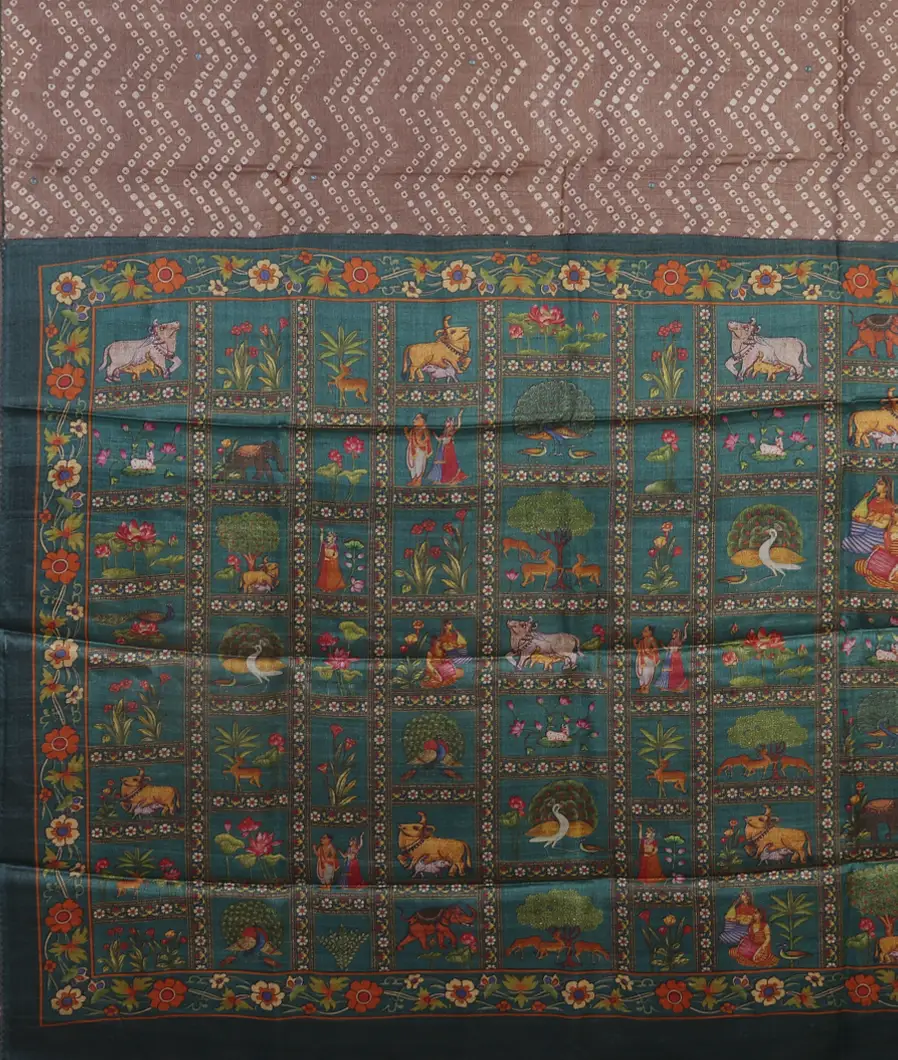 Brown Tussar Printed Saree T4549724