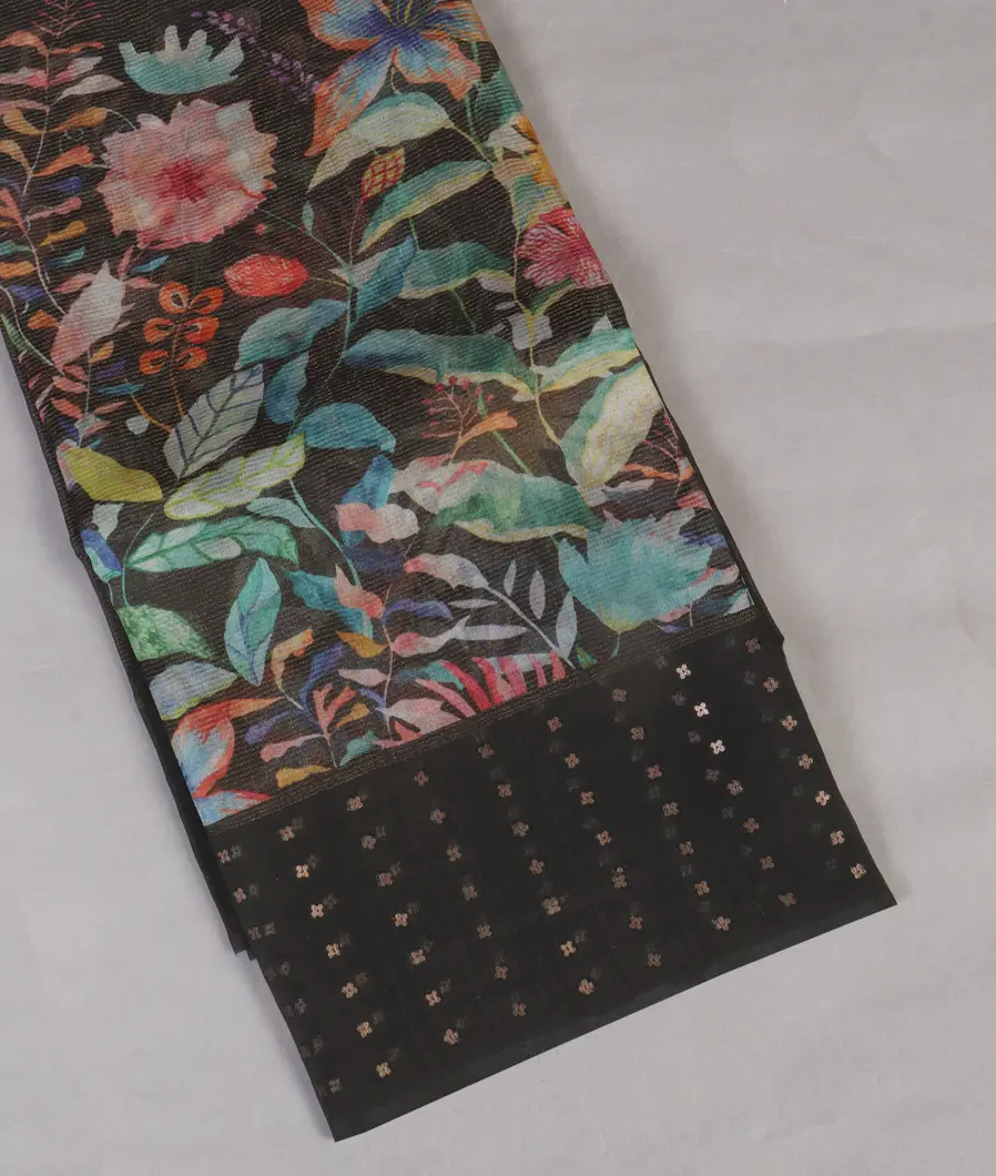 Black Tissue Organza Printed Saree T454217-image