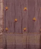 Lilac Purple Linen Embroidery Saree T4543564