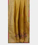 Yellow Linen Embroidery Saree T4516822