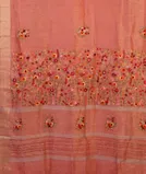 Peach Linen Embroidery Saree T4543754