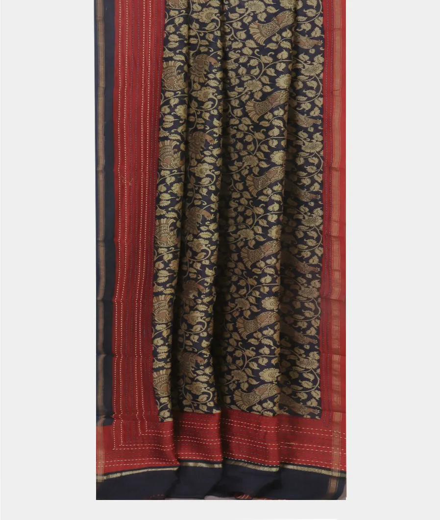 Midnight Blue Soft Printed Cotton Saree T4429152