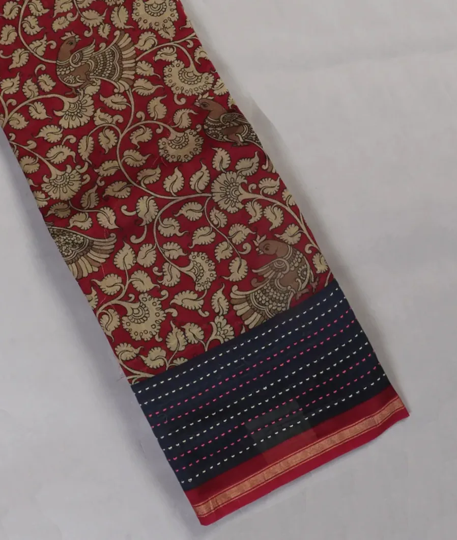 Maroon Soft Printed Cotton Saree T433543-image