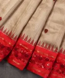 Beige Tussar Embroidery Saree T4556234
