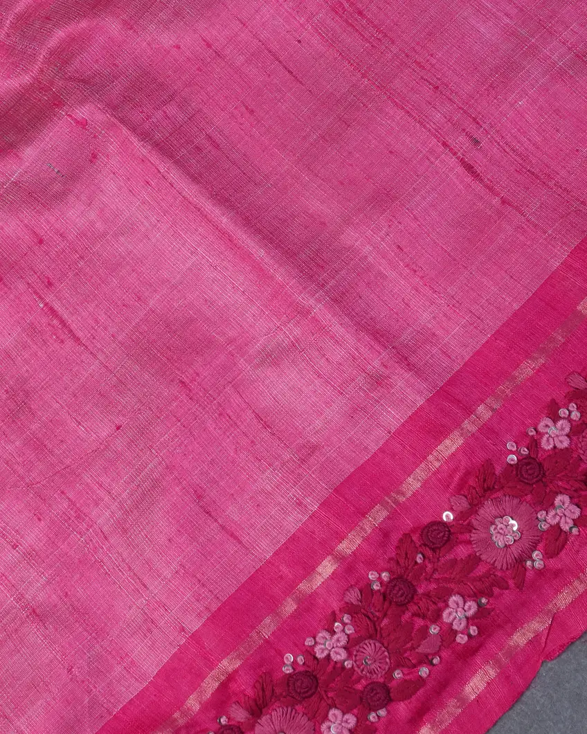 Beige Tussar Embroidery Saree T4556253